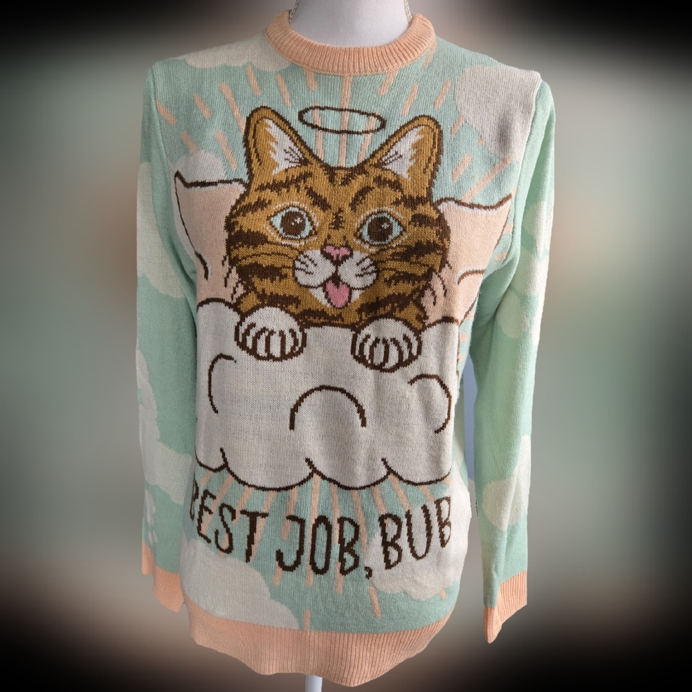 Lil Bub Angel Cat Knit Novelty Sweater Unisex XXS XS Small